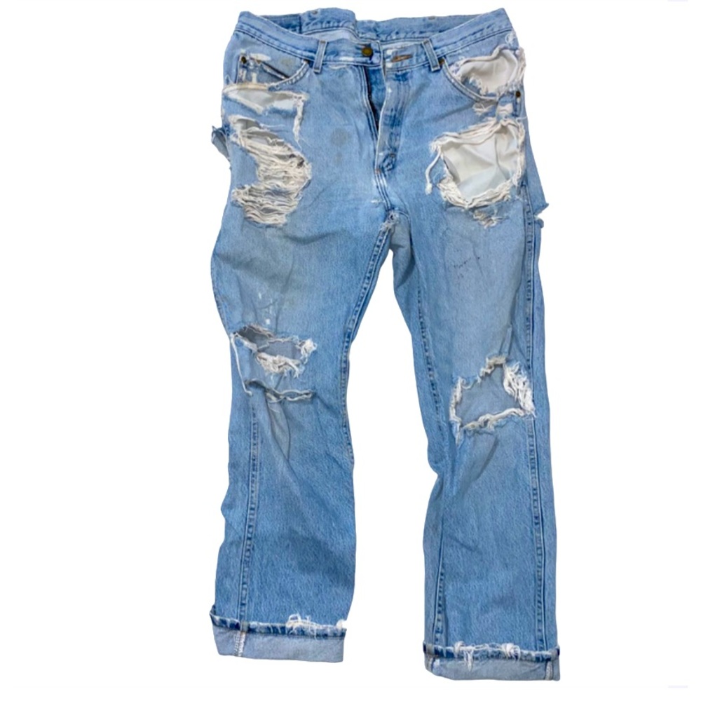 DESTROYED Wranglers 36 Waist x 30 Inseam Could Use Repair Straight Leg